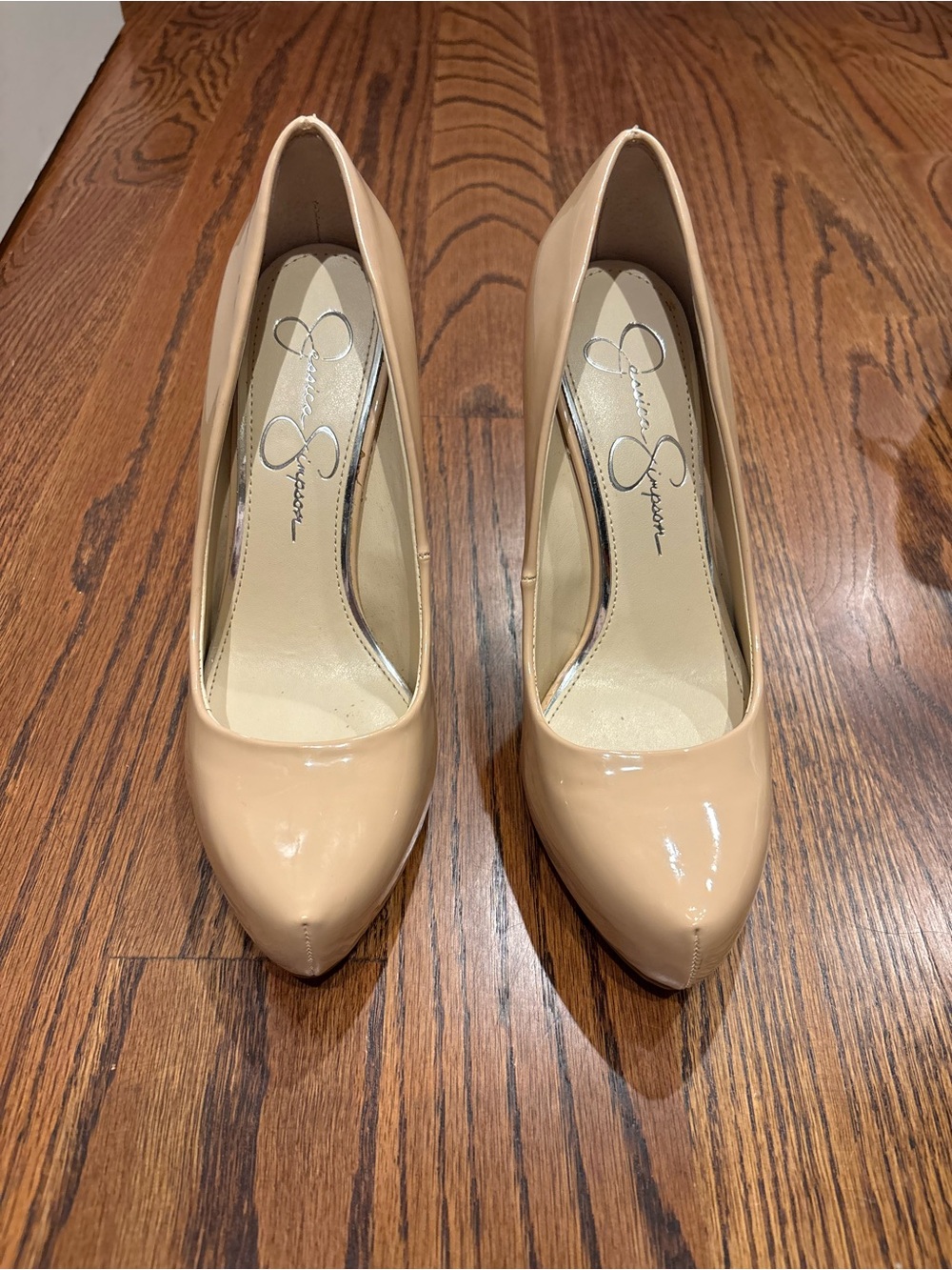 Jessica Simpson Nude Patent Pointed Toe Pumps